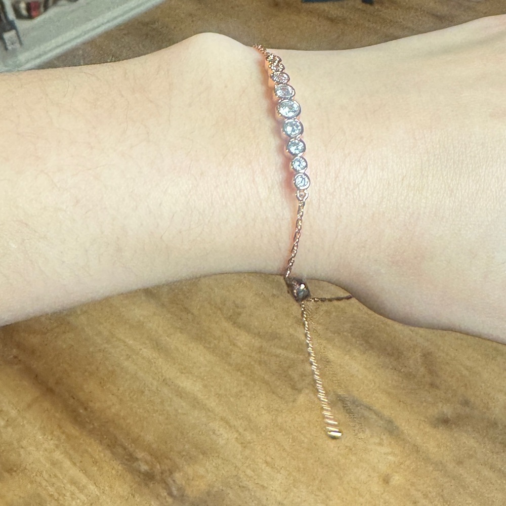 Kate Spade Rose Gold Sliding Bracelet with Clear Stones
